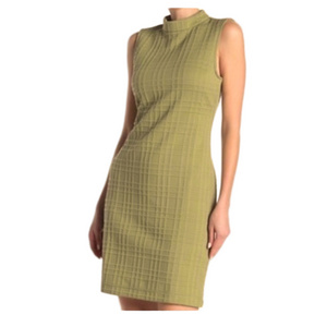 Sharagano Turtleneck Pistachio Green Sweater Dress Textured  Waffle Knit Size 4